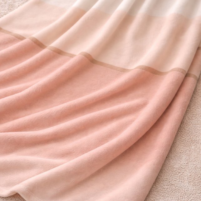Cobertor De Velo Soft Blush Ombre Fleece Blanket (Ivory to blush ombre with a taupe line brings soft structure to modern neutral spaces.)