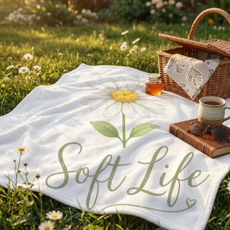 Cobertor De Velo Soft Life Aesthetic Daisy Watercolor Floral Picnic