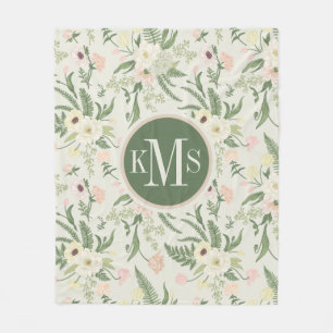 Cobertor De Velo Soft Mint Green Garden Flower Pattern