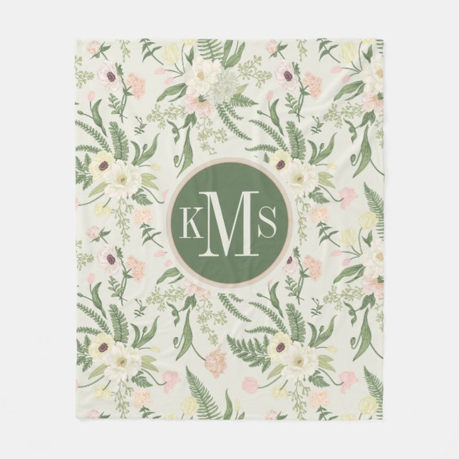Cobertor De Velo Soft Mint Green Garden Flower Pattern (Frente)