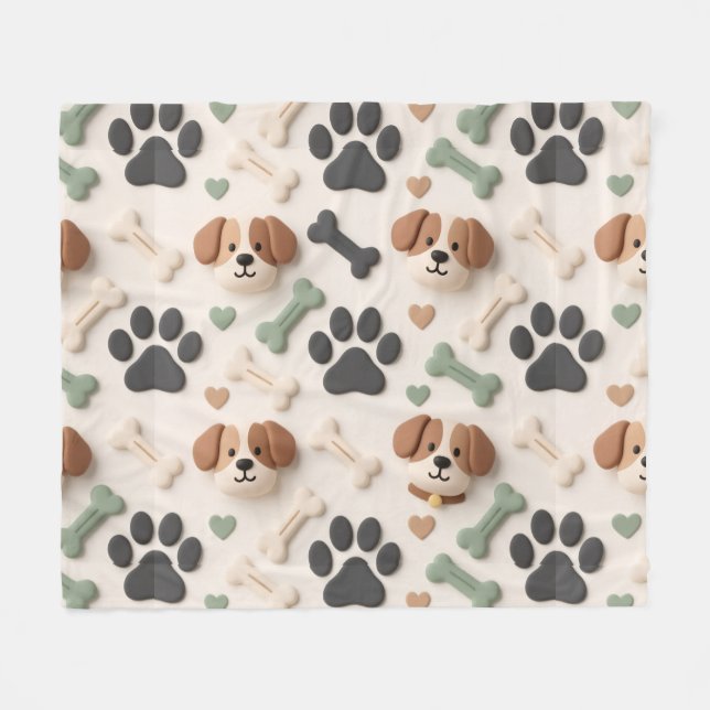 Cobertor De Velo Soft Modern Farmhouse Paw Print Fleece Pet Blanket (Frente (Horizontal))