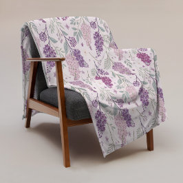 Cobertor De Velo Soft Pink and Purple Lilac Floral Pattern