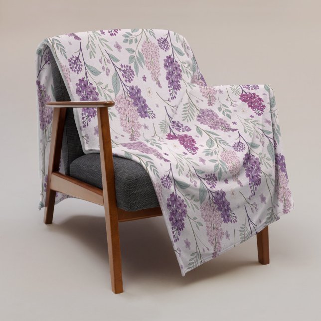 Cobertor De Velo Soft Pink and Purple Lilac Floral Pattern   (Criador carregado)