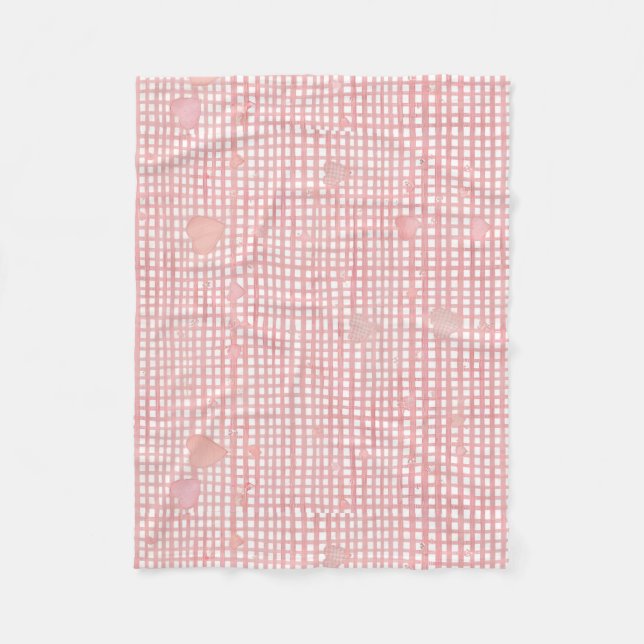 Cobertor De Velo Soft Valentine Gingham Fleece Baby Blanket (Frente)