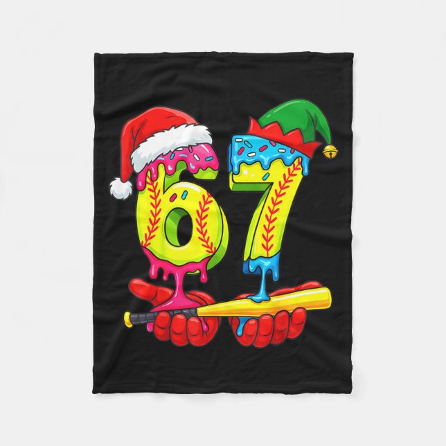 Cobertor De Velo Softball 67 Ice Cream Drip Six Seven Boys Funny Ch (Frente)