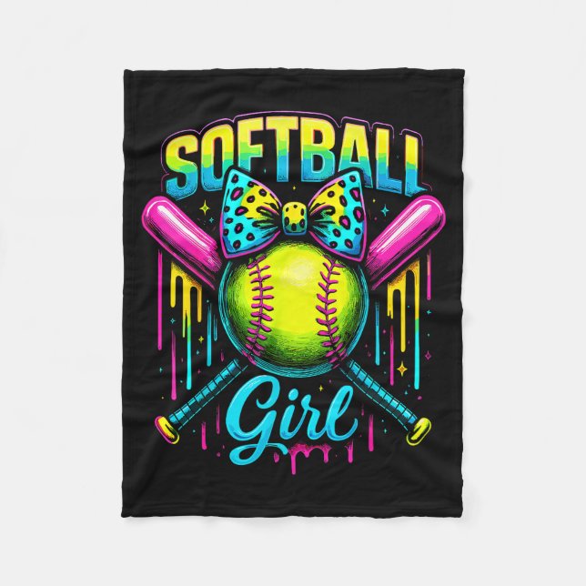Cobertor De Velo Softball Girl Drip Funny Softball Player  (Frente)