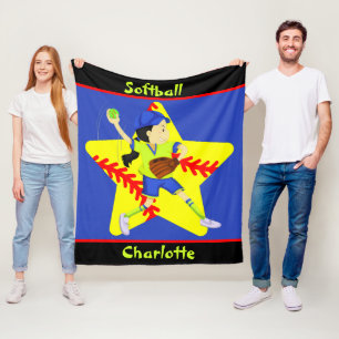 Cobertor De Velo Softball Girls Star Pitcher Personalizadas
