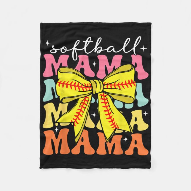 Cobertor De Velo Softball Mama Coquette Bow Softball Mom Mothers Da (Frente)