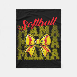 Cobertor De Velo Softball Mama With Giant Bow For Mother Of Player 