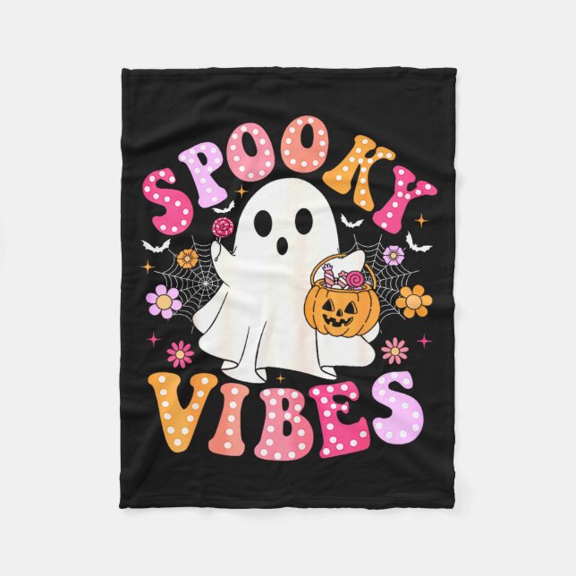 Cobertor De Velo Soky Vibes Ghost Retro Groovy Halloween Women Girl (Frente)