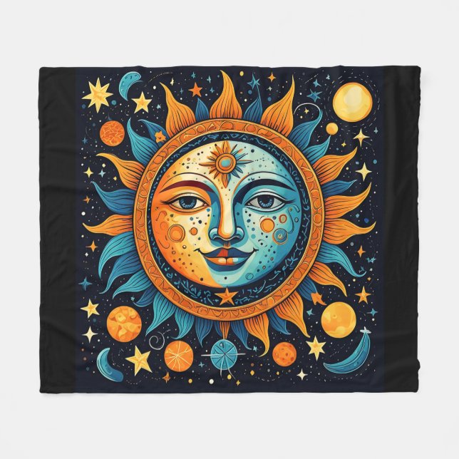 Cobertor De Velo Sol E Lua Celestiais (Frente (Horizontal))