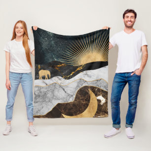 Cobertor De Velo Sol e Lua ouro com Elefante em Marble Cosmic