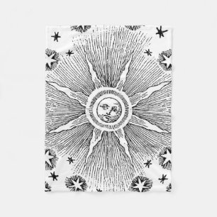 Cobertor De Velo Sol venenoso e estrelas céu medieval celeste draw