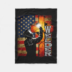 Cobertor De Velo Solda Bandeira Americana Soldagem Fé Cruz Cristã