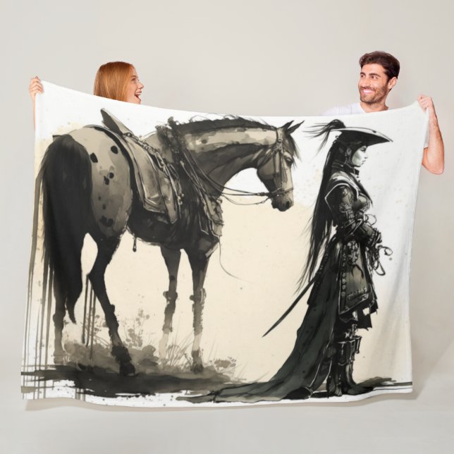 Cobertor De Velo Soldado Japonês Feminino com Cavalo (In Situ)