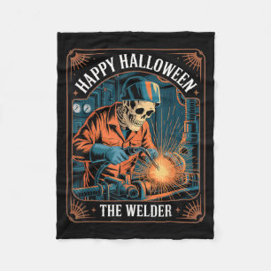Cobertor De Velo Soldador de Esqueleto Retro Feliz Halloween Soldag
