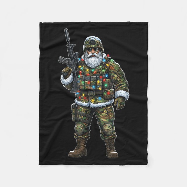 Cobertor De Velo Soldier Santa Camouflage Christmas Military Hunter (Frente)