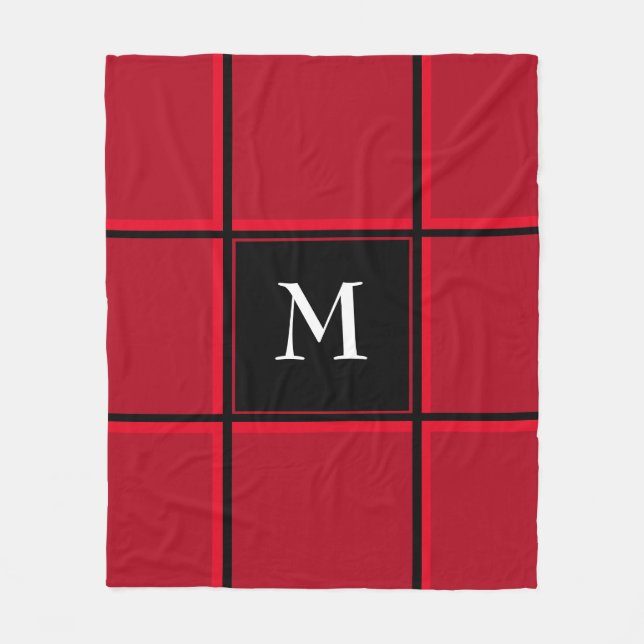 Cobertor De Velo Solteiro Vermelho e Negro Natal Inicial (Frente)