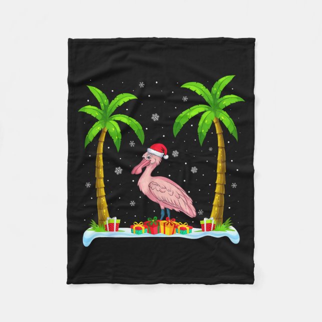 Cobertor De Velo Sonbill Santa Hat Palm Tree Beach Xmas Pajama  (Frente)