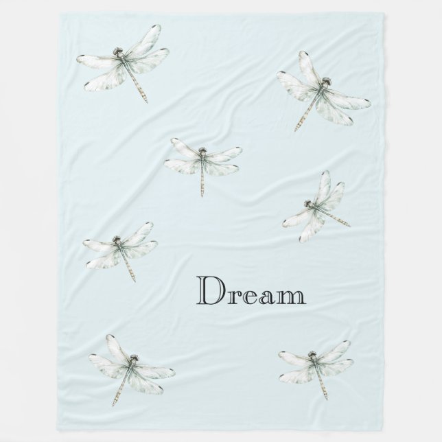 Cobertor De Velo Sonho de Dragonfly Azul Chic (Frente)