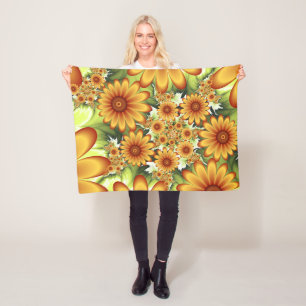 Cobertor De Velo Sonho Floral, Arte Fractal Moderna de Flor Abstrat