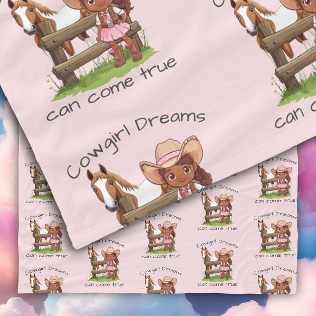 Cobertor De Velo Sonhos De Cowgirl Podem Chegar A Verdadeira Folha  (Cowgirl Dreams Can Come True Pink Fleece Blanket)