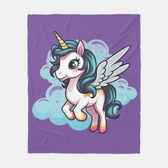Cobertor De Velo 🌈 "Sonhos Encantados" Unicorn Fleece Blanket 🦄 (Frente)