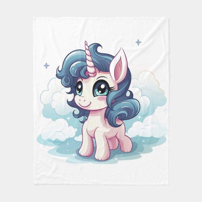 Cobertor De Velo 🌈 "Sonhos Encantados" Unicorn Fleece Blanket 🦄 (Frente)