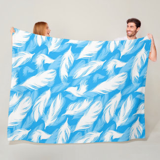 Cobertor De Velo Sophisticated Feather Design On A Bright Blue