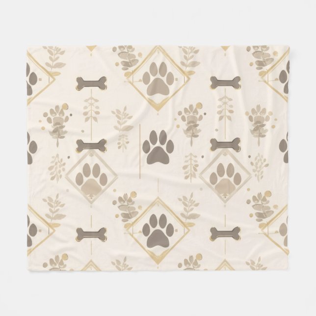 Cobertor De Velo Sophisticated Soft Ivory & Gold Bones Pet Blanket (Frente (Horizontal))