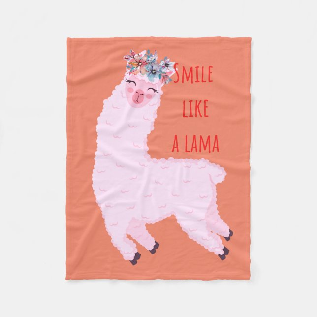 Cobertor De Velo Sorria como um lama (Frente)