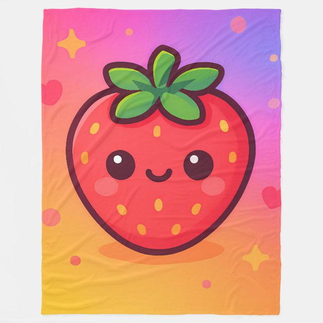 Cobertor De Velo Sorrindo Kawaii Strawberry no moinho de gradiente  (Frente)