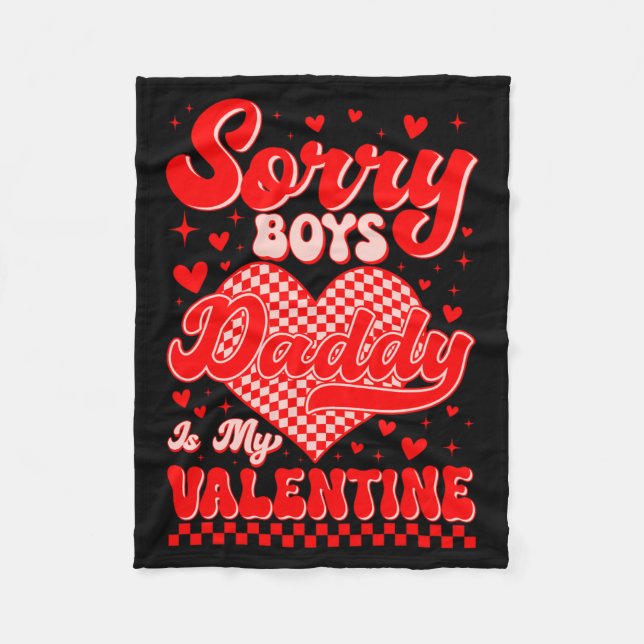 Cobertor De Velo Sorry Boys Daddy Is My Valentine Checked Heart Gir (Frente)