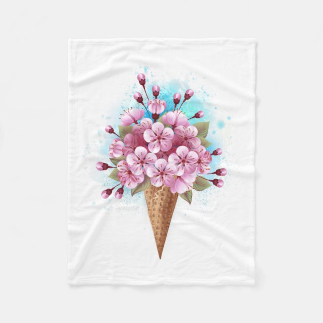 Cobertor De Velo Sorvete Waffle Rosa Sakura Cone (Frente)