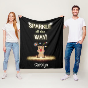 Cobertor De Velo Sparkle All Way Reindeer Christmas