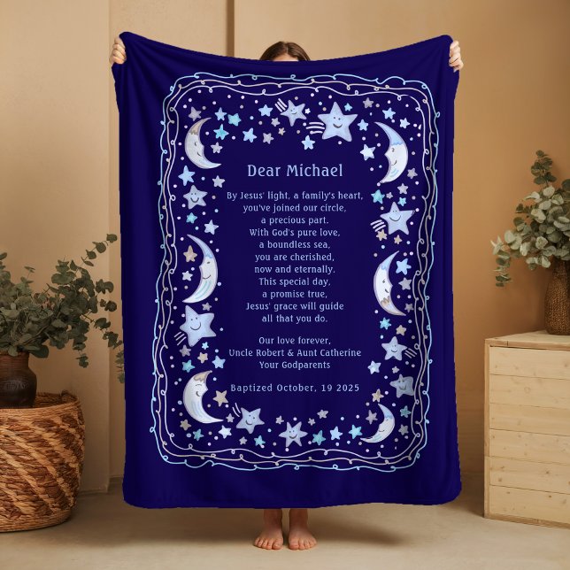Cobertor De Velo Special Prayer for Baby Boy Baptism Fleece Blanket (Criador carregado)