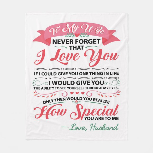 Cobertor De Velo Special Quotes To My Wife | Gift For Women | (Frente)