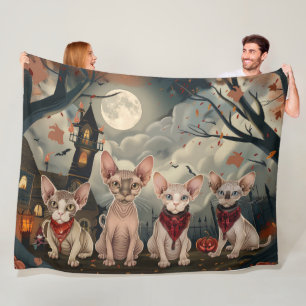 Cobertor De Velo Sphynx Cat Halloween Spooky