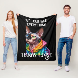 Cobertor De Velo Sphynx Cat Hangs Loose Retro Birthday