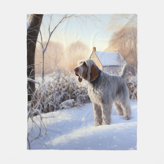 Cobertor De Velo Spinone Italiano Deixe-o nevar no Natal (Frente)