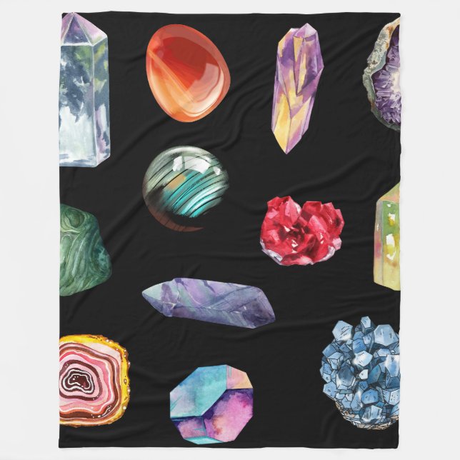 Cobertor De Velo Spiritual Witchy Crystal Patten Sherpa Blanket (Frente)