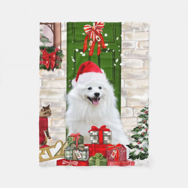Cobertor De Velo Spitz Dog Christmas (Frente)
