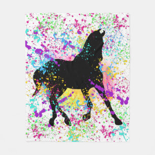 Cobertor De Velo Splatter de pintura de cavalo preto