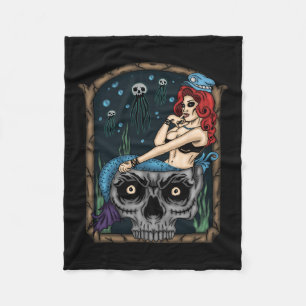 Cobertor De Velo Spookeen Halloween Gótico Skull Mermaid