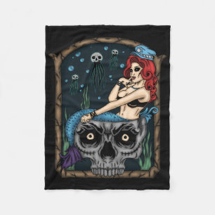Cobertor De Velo Spookeen Halloween Gótico Skull Mermaid