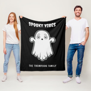 Cobertor De Velo Spookes Vibes Fantasma Halloween Preto e Branco
