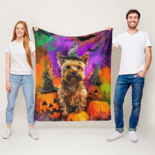 Cobertor De Velo Spookin Cairn Terrier Dog Halloween Witch Pumpkin