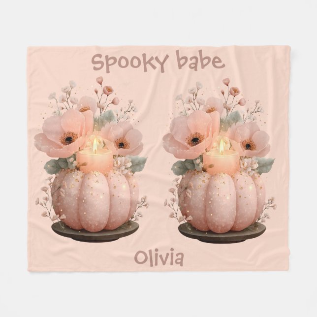 Cobertor De Velo Spooky Babe Pumpkin para Meninas (Frente (Horizontal))