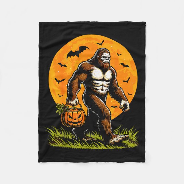 Cobertor De Velo Spooky Bigfoot Halloween Pumpkin Funny Halloween S (Frente)