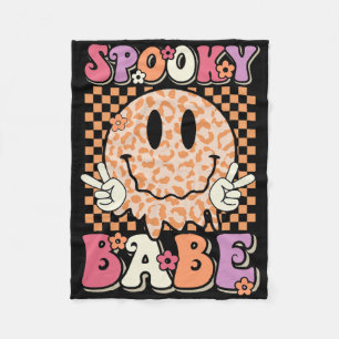 Cobertor De Velo Spooky Bybe Groovy Halloween Leopard Sorri Face Ch